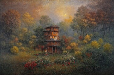 Old man's House Printmaking titled "Old man's House" by The Vault Art, Original Artwork, Digital Print Mounted on Other rigid panel