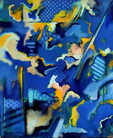 Ζωγραφική με τίτλο "Nuit étoilée" από Pascal Buffard, Αυθεντικά έργα τέχνης, Ακρυλικό Τοποθετήθηκε στο Ξύλινο φορείο σκελετό