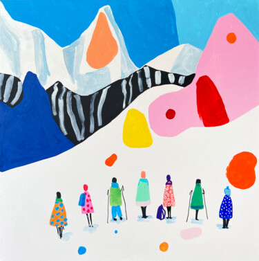 Bright Abstract Mountain Climb Painting Painting Ζωγραφική με τίτλο "Bright Abstract Mou…" από Sasha Robinson, Αυθεντικά έργα τέχνης, Ακρυλικό