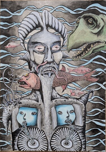 Drawing titled "At the bottom of th…" by Ihor Miroshnycnenko (Miro), Original Artwork, Ink