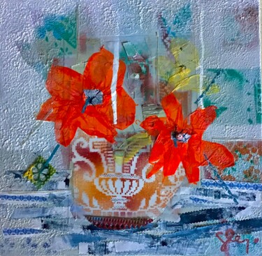 Pittura intitolato "Les coquelicots" da Sarah Lanyi, Opera d'arte originale, Acrilico