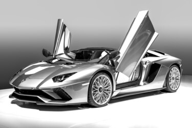 Rolling Sculpture – Aventador Roadstar Fotografia intitolato "Rolling Sculpture –…" da Ron Kramer, Opera d'arte originale, Fotografia digitale