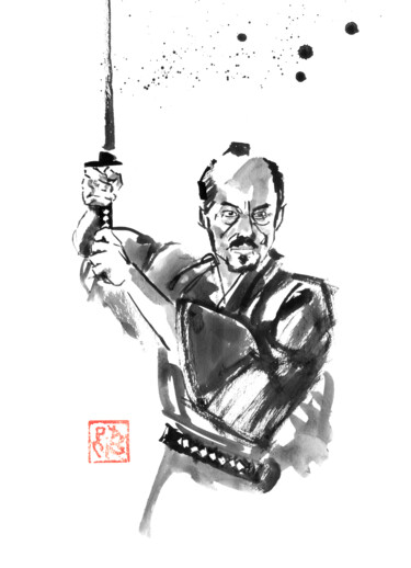 "en garde samourai" başlıklı Resim Péchane tarafından, Orijinal sanat, Suluboya