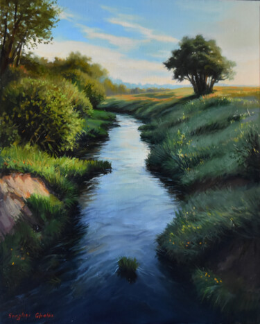 A summer evening Pintura intitulada "A summer evening" por Serghei Ghetiu, Obras de arte originais, Óleo Montado em Armação em madeira