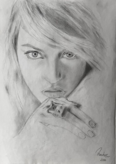 Drawing titled "Kate Winslet" by Merve Saraç, Original Artwork, Charcoal
