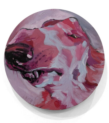 Schilderij getiteld "Confused Greyhound" door Evgenia Ivanova, Origineel Kunstwerk, Olie