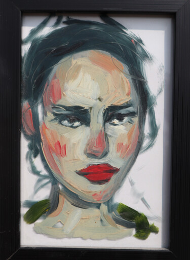 Картина под названием "Portrait sur verre" - Raphaëlle Dubrulle, Подлинное произведение искусства, Масло Установлен на Стекло