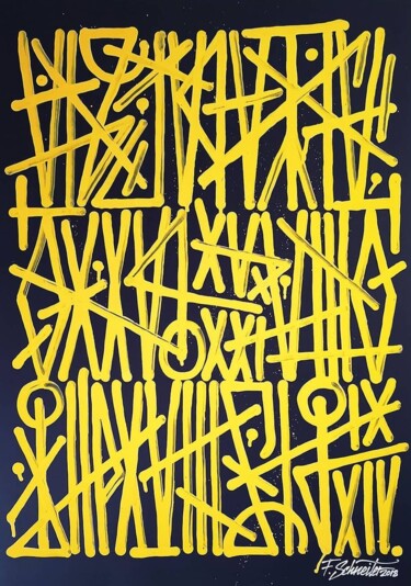 "Calligraphie 1" başlıklı Tablo Daceau tarafından, Orijinal sanat, Akrilik Ahşap Sedye çerçevesi üzerine monte edilmiş
