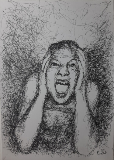 Drawing titled "Le cri (hommage a M…" by François Plumart, Original Artwork, Ink