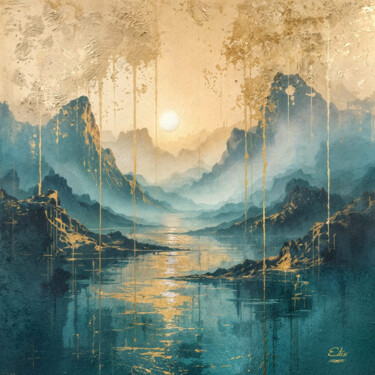 数字艺术 标题为“Golden Reflections” 由Eilís P., 原创艺术品, 数字油画
