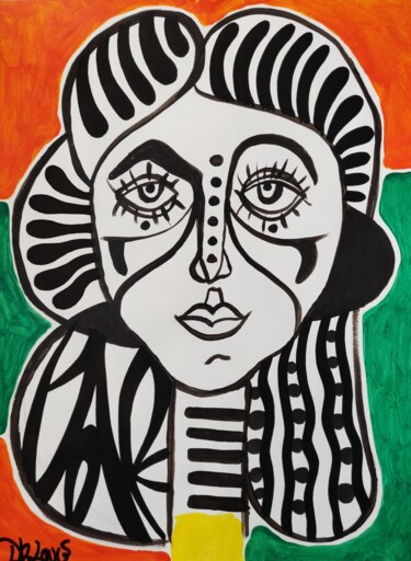 绘画 标题为“Woman face” 由Dr. Love, 原创艺术品, 丙烯