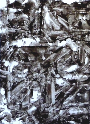Schilderij getiteld "Leçon de Ténèbres" door Christian Vidal, Origineel Kunstwerk, Inkt Gemonteerd op Karton