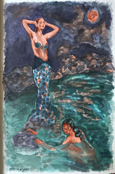 "The Naiads" başlıklı Tablo Albina Ayhan tarafından, Orijinal sanat, Mürekkep