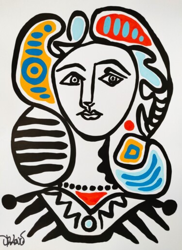Fashion woman ( Tribute to Pablo Picasso ) Pintura intitulada "Fashion woman ( Tri…" por Dr. Love, Obras de arte originais, Acrílico