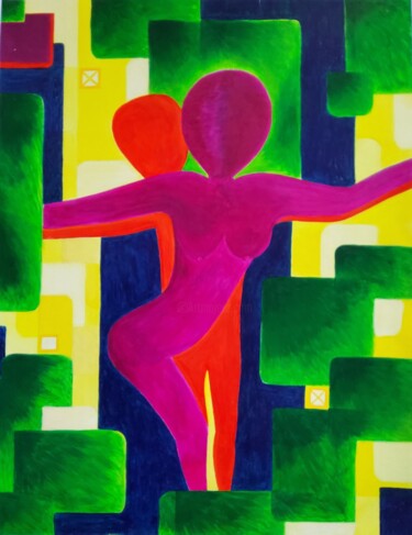 Peinture intitulée "Sommerbegegnung" par Felicitas Niederau-Frey, Œuvre d'art originale, Acrylique