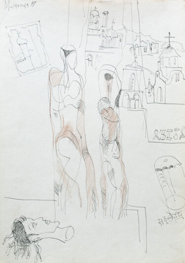 Schilderij getiteld "near the window" door Pavel Minchenia, Origineel Kunstwerk, Inkt