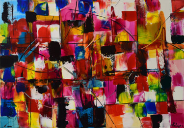 Painting titled "Multicolore IV" by Anne Marie Palaze, Original Artwork, Acrylic