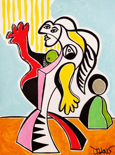 Pittura intitolato "Donna che saluta (…" da Dr. Love, Opera d'arte originale, Acrilico