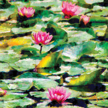 Artes digitais intitulada "Giverny" por Patrick Herckel, Obras de arte originais, Pintura digital Montado em Armação em made…