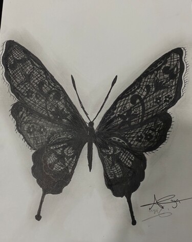 "Lace in Flight" başlıklı Resim Aya Al-Sunaidar tarafından, Orijinal sanat, Jel kalem