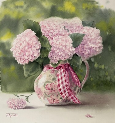 Provence style hydrangeas, original watercolor