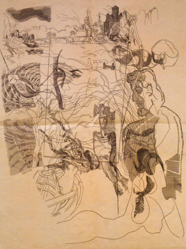 Pittura intitolato "thought" da Pavel Minchenia, Opera d'arte originale, Inchiostro