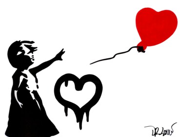 Love and hope ( Tribute to Banksy ) by Dr. Love Peinture intitulée "Love and hope ( Tri…" par Dr. Love, Œuvre d'art originale, Acrylique
