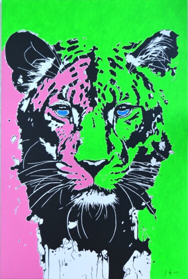 绘画 标题为“Tiger” 由Goswin Houy, 原创艺术品, 丙烯 安装在木质担架架上