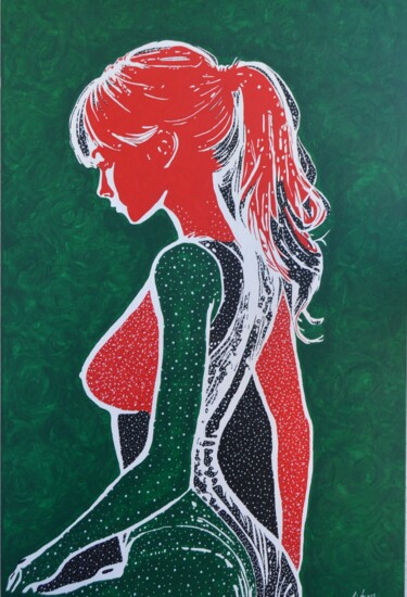 "sad Sandra" başlıklı Tablo Goswin Houy tarafından, Orijinal sanat, Akrilik Ahşap Sedye çerçevesi üzerine monte edilmiş