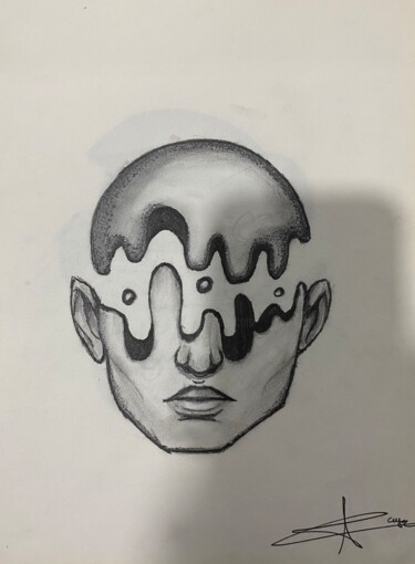 ""Half a face, whole…" başlıklı Resim Aya Al-Sunaidar tarafından, Orijinal sanat, Jel kalem Ahşap Sedye çerçevesi üzerine mo…