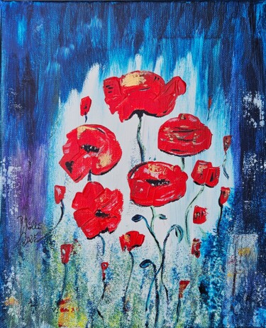 Painting titled "Coquelicots 2" by Brigitte Kölli, Original Artwork, Acrylic