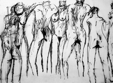 Tekening getiteld "Conformists" door Irvin Grassi, Origineel Kunstwerk, Gelpen