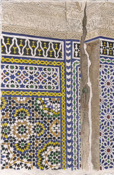 Peinture intitulée "Les traces du séisme" par Nesrine El Aouad, Œuvre d'art originale, Aquarelle