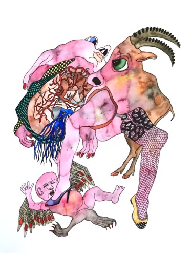 "Baphomet" başlıklı Resim Julie Lorinet tarafından, Orijinal sanat, Suluboya