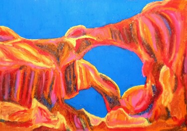 Schilderij getiteld "Rote felsen in Utah" door Anne Goldhahn, Origineel Kunstwerk, Krijt