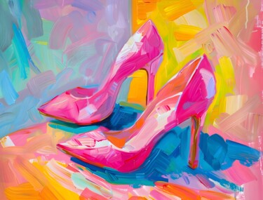 "Elegant Pink Heels…" başlıklı Dijital Sanat 春宇 关 tarafından, Orijinal sanat, AI tarafından oluşturulan görüntü Karton üzeri…