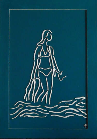 "Femme arrivant à la…" başlıklı Tablo Laurent Lopez Le Nébleu tarafından, Orijinal sanat, Akrilik Ahşap panel üzerine monte…