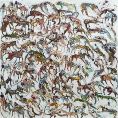 Peinture intitulée "Crowd n.3" par Gabriele Poidomani (Kiro), Œuvre d'art originale, Acrylique