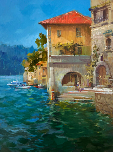 Coastal comfort Peinture intitulée "Coastal comfort" par Yuriy Suprunchuk, Œuvre d'art originale, Huile Monté sur Carton
