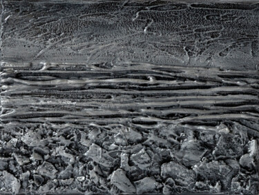 Black & White Textured Abstract Lake 20 × 15 cm Peinture intitulée "Black & White Textu…" par Daria Tokarenko, Œuvre d'art originale, Acrylique