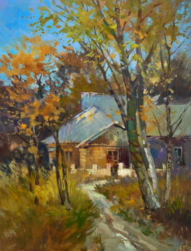 The rustle of autumn outside the window Peinture intitulée "The rustle of autum…" par Yuriy Suprunchuk, Œuvre d'art originale, Huile Monté sur Carton