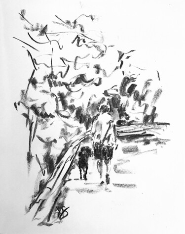 Disegno intitolato "Slowly together up…" da Victoria General, Opera d'arte originale, Carbone