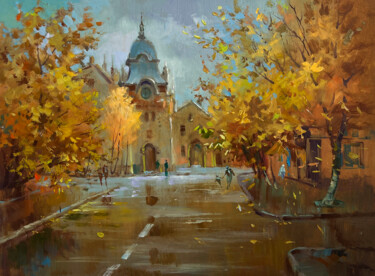 Autumn in the heart of the city Malarstwo zatytułowany „Autumn in the heart…” autorstwa Yuriy Suprunchuk, Oryginalna praca, Olej Zamontowany na Karton