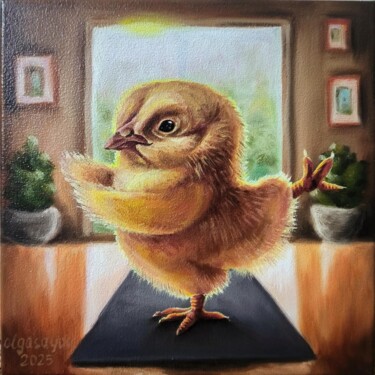 Painting titled "Yoga" by Olga Sarukhanova, Original Artwork, Oil Mounted on Wood Stretcher frame