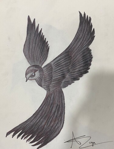 "Wings of Silence" başlıklı Resim Aya Al-Sunaidar tarafından, Orijinal sanat, Jel kalem