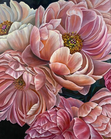Painting titled "Пионы" by Liubistok, Original Artwork, Oil