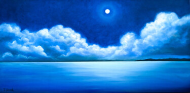 Peinture intitulée "Night seascape" par Tanya Shark, Œuvre d'art originale, Huile