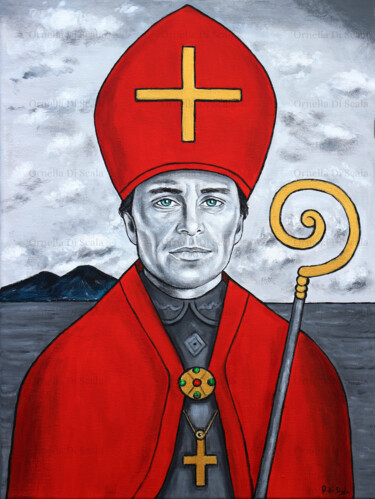 San Gennaro Napoli acrilico su tela dipinto a mano Peinture intitulée "San Gennaro Napoli…" par Ornella Di Scala, Œuvre d'art originale, Acrylique