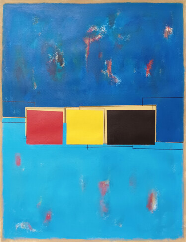 Painting titled "Blue composition III" by Luis Medina, Original Artwork, Acrylic