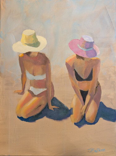 「Beach Girls」というタイトルの絵画 Paul Scaturroによって, オリジナルのアートワーク, オイル